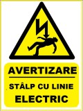 Placuta pentru stalp cu linie electric