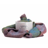 Cumpara ieftin Esarfa Matase Naturala Unisex Ravenna, Dubla Fata, Verde/Ruginiu, 185x65 cm, Made in Italy