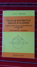 TESTE DE MATEMATICA ANALIZA SI ALGEBRA - LIVIU PARSAN ,EDITURA DE VEST . foto