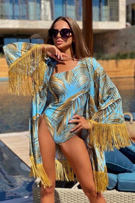 Costum de Baie + Pareo Asortat Perla, Blue