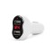 Adaptor de incarcare cu conectare la bricheta auto 2 x USB, cu voltmetru si ampermetru Alb