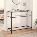 VidaXL Măsuță de cafea, blat din sticlă transparentă, 98x35x81 cm oțel