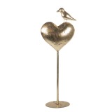 Decoratiune Inimioara cu Pasare metal auriu 24x11x68 cm