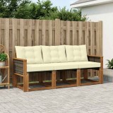 Cumpara ieftin Set de canapele de exterior 3 buc. 3-Locuri Natural si Crem
