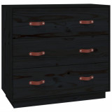 Servantă, negru, 80x40x75 cm, lemn masiv de pin