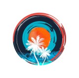 Sticker decorativ Apus pe Plaja, Multicolor, 55 cm, 3667ST, natura si peisaje, Oem