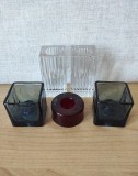 Lot de 5 suporturi de stticla pentru lumanari, modele diferite