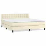 Cumpara ieftin Pat box spring cu saltea, crem, 180x200 cm, piele ecologica