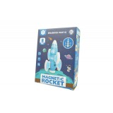 Set de blocuri magnetice eMazing, Puzzle inteligent pentru copii, 8 Piese cu cutie de depozitare, forma racheta, culoare albastru