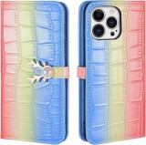 Husa de protectie pentru iPhone 13 Pro Aisenth, piele PU, roz/albastru, 6,1 inchi