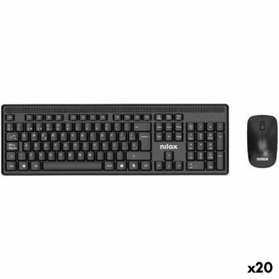 Tastatură și Mouse Nilox Negru Qwerty Spaniolă (20 Unități) foto