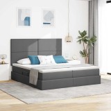 vidaXL Pat cu storage Gri &icirc;nchis 180 x 200 cm Piele artificială 3372186