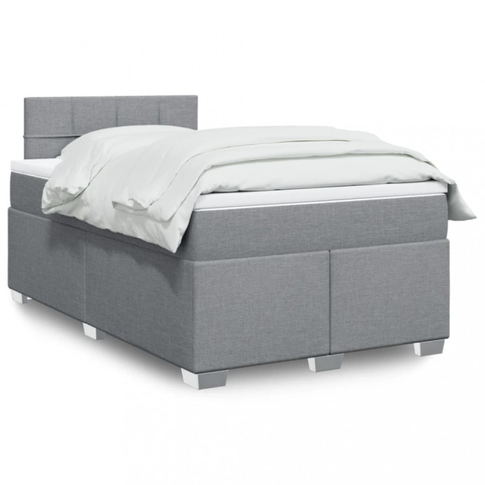 vidaXL Pat box spring cu saltea, gri deschis, 120x190 cm, textil 3288127