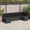 VidaXL Set de canapele pentru grădină cu pernă 7 pcs Negru Rattan poli 3345793