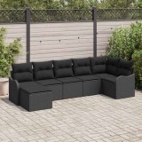 Cumpara ieftin Set de canapele pentru grădină cu pernă 7 pcs Negru Rattan poli