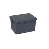 Cutie de depozitare cu capac, plastic, gri mat, 40x29x24 cm, Oem