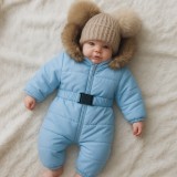 Combinezon bleu subtire din fas cu blanita (Marime Disponibila: Nou nascuti,