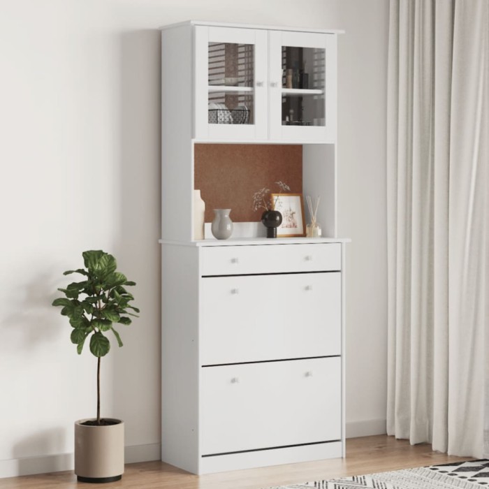 vidaXL Dulap &icirc;nalt ALTA, alb, 77x35x188 cm, lemn masiv de pin