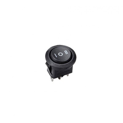 Intrerupator Rotund Cu Trei Pozitii , Diametru 22 mm , Negru foto