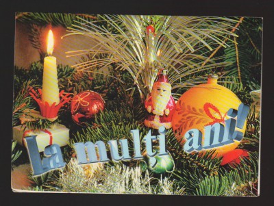 CPIB 19458 FELICITARE DE ANUL NOU - LUMANARE, GLOBURI, BRAD, MOS CRACIUN foto