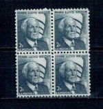 SUA 1966 - Frank Lloyd, personalități, bloc de 4 neuzat