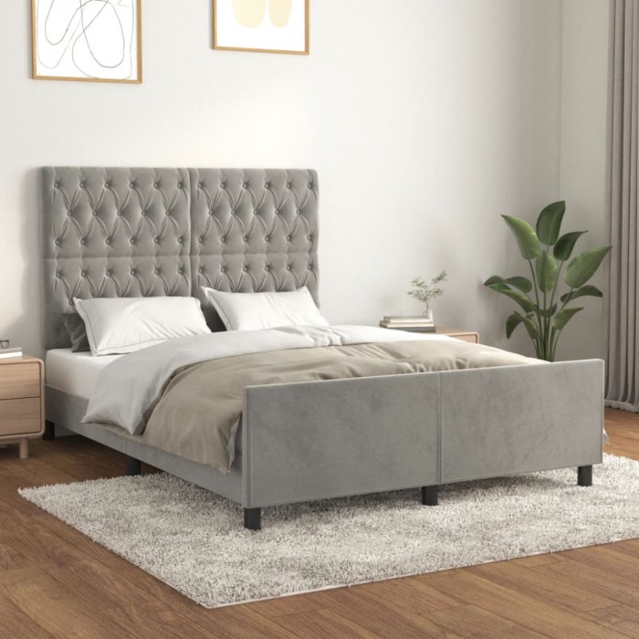 vidaXL Cadru de pat fără saltea, gri deschis, 140x200 cm, catifea 3125940