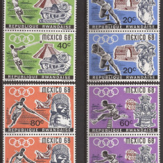 RWANDA 1968 SPORT J.O. DE VARA ( serie dantelata x 2 ) MNH