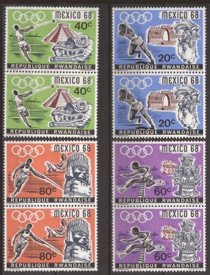 RWANDA 1968 SPORT J.O. DE VARA ( serie dantelata x 2 ) MNH foto