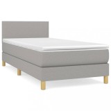 Cumpara ieftin Pat box spring cu saltea, gri deschis, 80x200 cm, textil