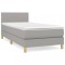 Pat box spring cu saltea, gri deschis, 80x200 cm, textil