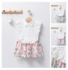 Rochita Fetita Barcelona, Tongs Baby, Roz, 9-12 Luni, Bumbac, Camasuta cu Guler, Fara Maneci, Volane Decorative