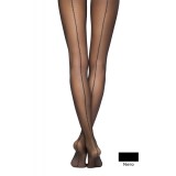 Ciorapi subțiri cu model, dungă spate Lurex, Fantasy Insight - Nero, 2-S Standard