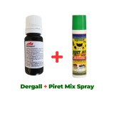 Antiparazitar extern, păduchi, căpuşe, pentru păsări Dergall 10 ml + Spray insecticid păduchi găini, Piret Mix spray 200 ml