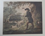 George Morland &quot;Vanatoare de fazani&quot; mezzotinta, Natura, Cerneala, Realism