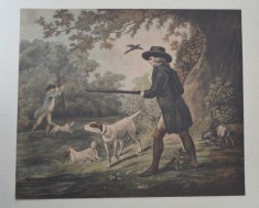George Morland &quot;Vanatoare de fazani&quot; mezzotinta