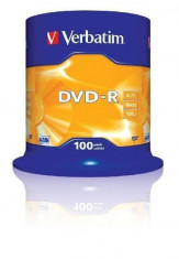 Mediu optic Verbatim DVD-R 4.7GB 16x 100 bucati argintiu mat foto