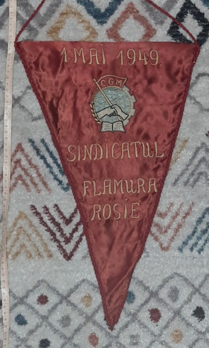 Fanion Sindicatul Flamura Rosie, CGM, 1949, rar