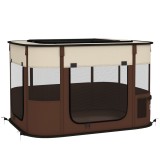 PawHut Parc pentru C&acirc;ini și Pisici, Tarc Pliabil Portabil pentru Căței Iepuri și Cobai Țesătură Oxford 84x64x53 cm Maro | Aosom Romania