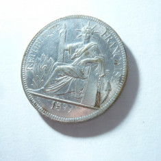 Jeton interbelic -Piastre de Commerce Indochina Franceza ,d=3,8cm ,alama arginta
