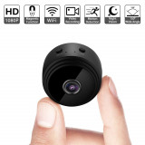 Mini camera magnetica Full HD WiFi cu picior, A9, Neagra, Vedere nocturna, cu aplicatie mobila, Detectarea miscarii, cu card microSD