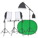 vidaXL Kit studio foto cu set de lumini și ecran de fundal