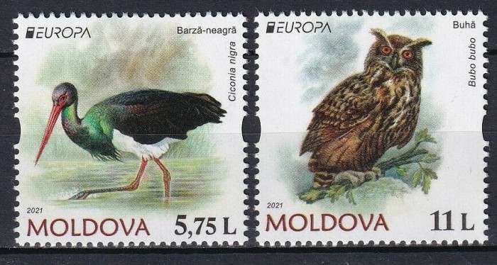 MOLDOVA 2021 EUROPA CEPT FAUNA PROTEJATA PASARI