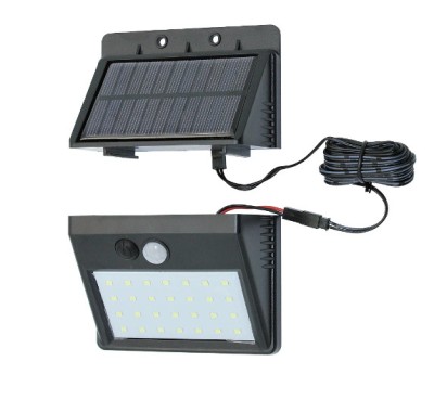 Lampa LED cu incarcare solara cu senzor de miscare si panou extern 30LED IP65 foto