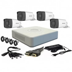 Kit supraveghere video Hikvision 4 camere 2MP FULLHD 1080p IR 40m + accesorii instalare , HDD 500GB SafetyGuard Surveillance