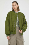 R&eacute;sum&eacute; geaca bomber femei, culoarea verde, de iarna, oversize