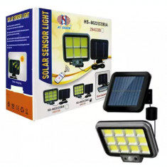 Proiector solar 50W, senzor miscare, HS-8022 telecomanda, 3 moduri iluminare