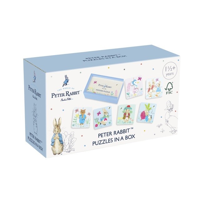 Puzzle-uri Peter Rabbit&trade; in cutie lemn, Orange Tree Toys