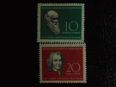 DDR-DARWIN SI LINNE,NATURALISTI-SERIE COMPLETA-NESTAMPILATE foto
