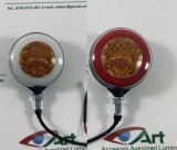 Lampa Gabarit LED Neon Camion Alb/Rosu 12-24V, Semnalizare Oglinda, 9 LED/Fata, Diametru 10cm