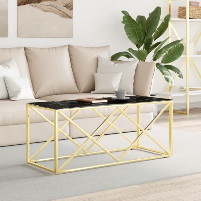 vidaXL Masă de cafea, 110x45x45 cm, oțel inoxidabil și sticlă 349964